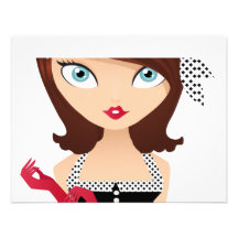 Retro Girl Custom Invite