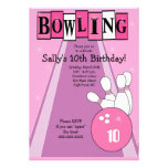 Retro Girly Pink Birthday Bowling Party Invite