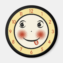 Retro Goofy Clock Face Fridge Magnet