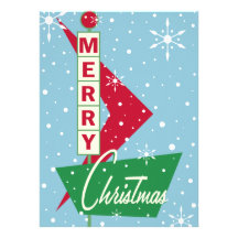 Retro Googie Sign Christmas Party Invitation