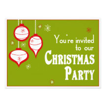 Retro Green Christmas Invitations