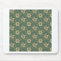 Retro Green Floral Mousepads