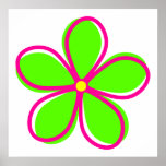 Retro Green Flower Print