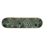 Retro Green Zebra Skateboard