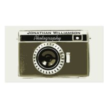 Retro Grey Camera Photography Business Cards