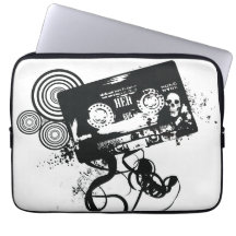 Retro Grunge Audio Tape & Skull Computer Sleeves