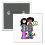 Retro Hippie Flower Children Pin