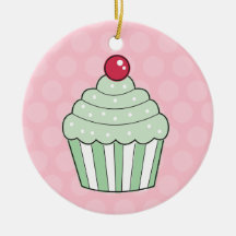 Retro Holiday Cupcake Christmas Tree Ornament