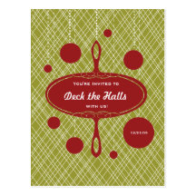 Retro Holiday Party Invitation Postcards