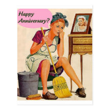 Retro Housewife Anniversary Postcard