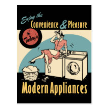 Retro Housewife Washer Dryer Postcards