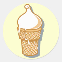 retro ice cream cone round sticker