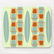 Retro Inspired 1950s Tiki Surfbo Office Mousepad