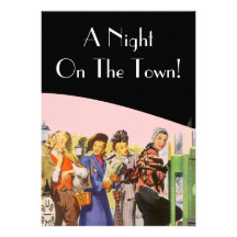 Retro Invitations Night On The Town Bachelorette
