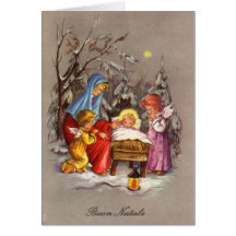Retro Italian Christmas Nativity Greeting Card