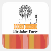 retro jungle lion FIRST BIRTHDAY keepsake label Square Stickers
