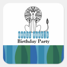 retro jungle lion FIRST BIRTHDAY keepsake label Square Sticker