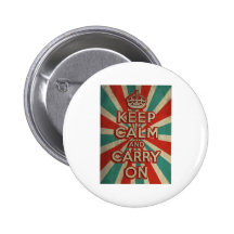 Retro Keep Calm And Carry On Button