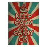 Retro Keep Calm And Carry On Greeting Cards