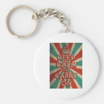 Retro Keep Calm And Carry On Keychain