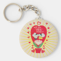 Retro Key Chain Valentines Bees