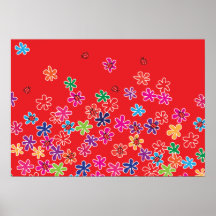 Retro Ladybugs & Flowers Posters