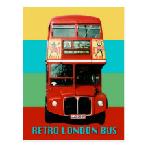 Retro London Bus Postcard