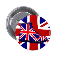 Retro look british boot pop art UJ Pinback Button