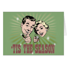 Retro Man and Woman "Tis the Season" Greeting Cards