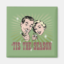 Retro Man and Woman "Tis the Season" Fridge Magnets