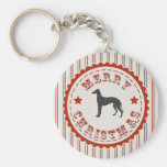 Retro Merry Christmas Greyhound Dog Keychain