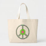 Retro Mod Hippie Peace Symbol Flower Tees, Gifts Canvas Bag