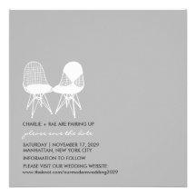 Retro Mod Perfect Chair Pair Eames Save The Date Custom Invite