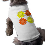 Retro Mod Yellow and Orange Summer Flowers Dog T Shirt