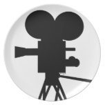 Retro Movie Camera Silhouette Custom Plate