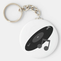 Retro Music Record & Note Black Key Chains