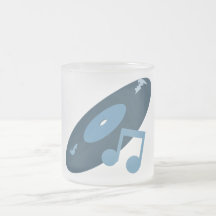 Retro Music Record & Note Blue Mugs
