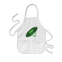 Retro Music Record & Note Green Apron