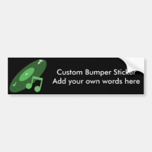 Retro Music Record & Note Green Bumper Sticker
