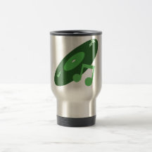 Retro Music Record & Note Green Coffee Mugs