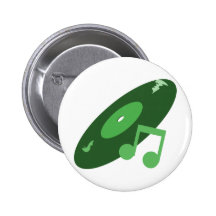 Retro Music Record & Note Green Pin