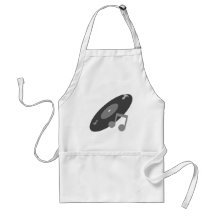 Retro Music Record & Note Grey Aprons