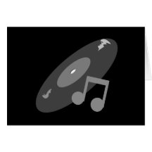 Retro Music Record & Note Grey Greeting Card
