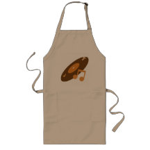 Retro Music Record & Note Orange Aprons