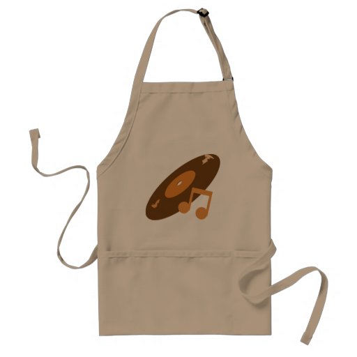 Retro Music Record & Note Orange Aprons