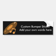 Retro Music Record & Note Orange Bumper Stickers