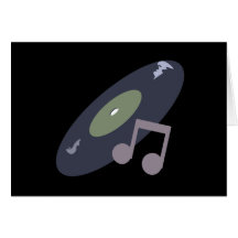 Retro Music Record & Note Original Colours Greeting Cards