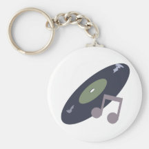 Retro Music Record & Note Original Colours Key Chain
