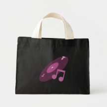 Retro Music Record & Note Pink Canvas Bags