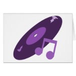 Retro Music Record & Note Purple Greeting Card